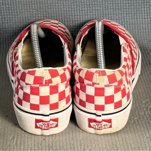 Vans Off The Wall Checkered Board Slip On Shoes Red White Men Sz 8 Women Sz 9.5 - Picture 7 of 9